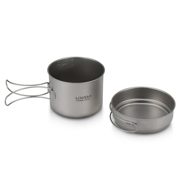 Titanium Wood Stove Frypan Ultra Light Portable Cooking Equipment Mess Kit Tools with Folding Handle for Picnic BBQ Camp Hiking Lixada Camping Cookware Set